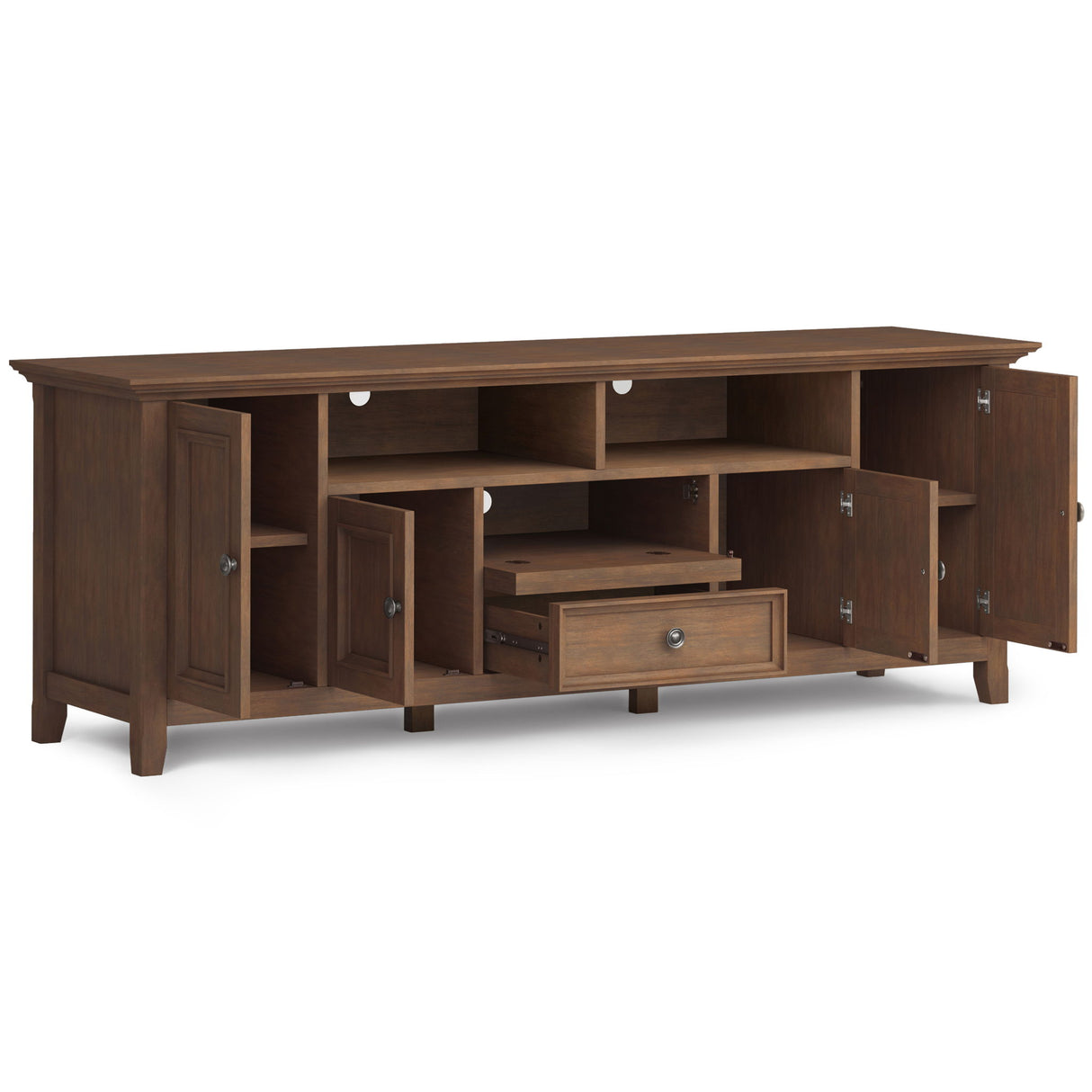 Amherst - Wide TV Media Stand - Rustic Natural Aged Brown by Simpli-Home | Bel Furniture