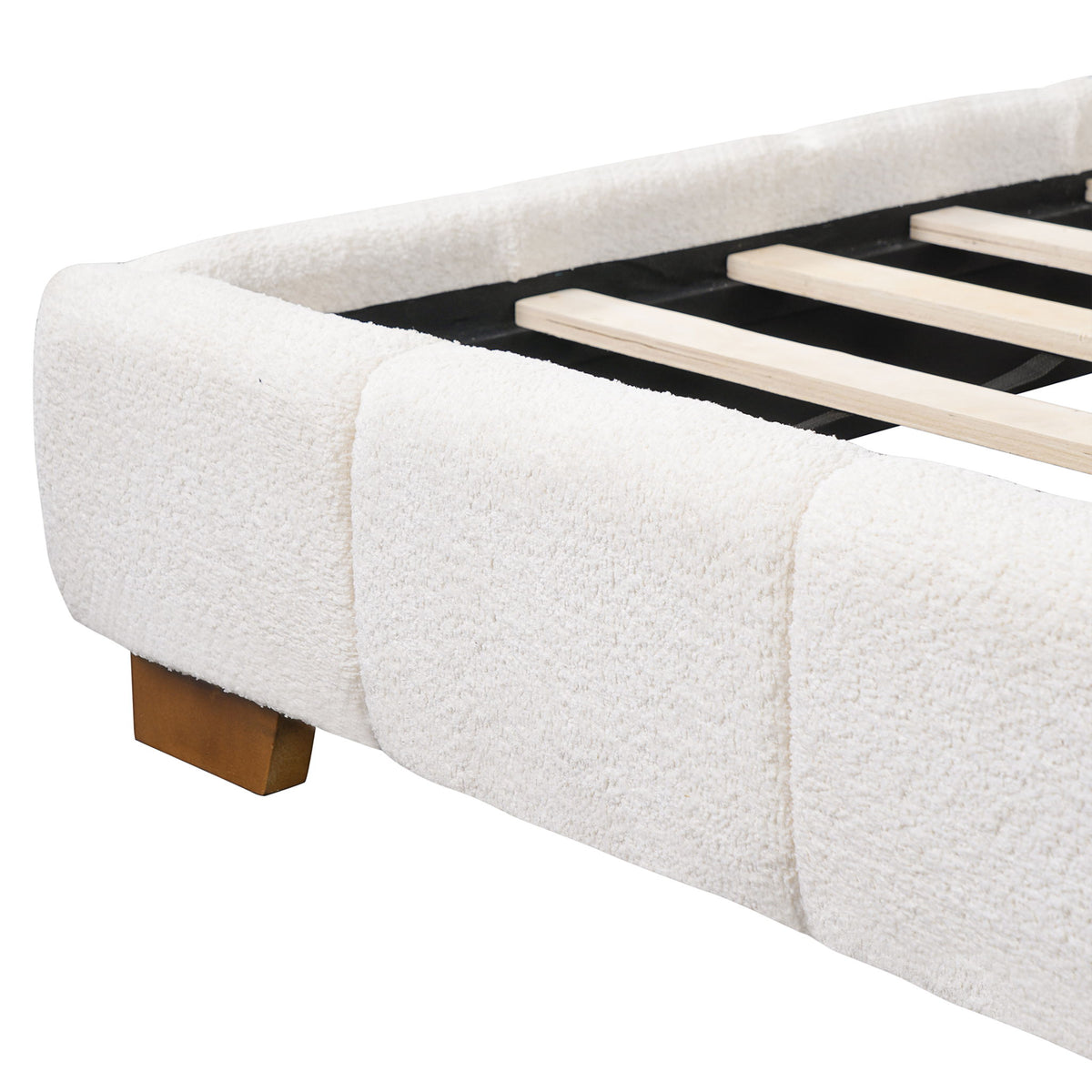 Modern Upholstered Platform Bed Frame With Built-In Reading Lights