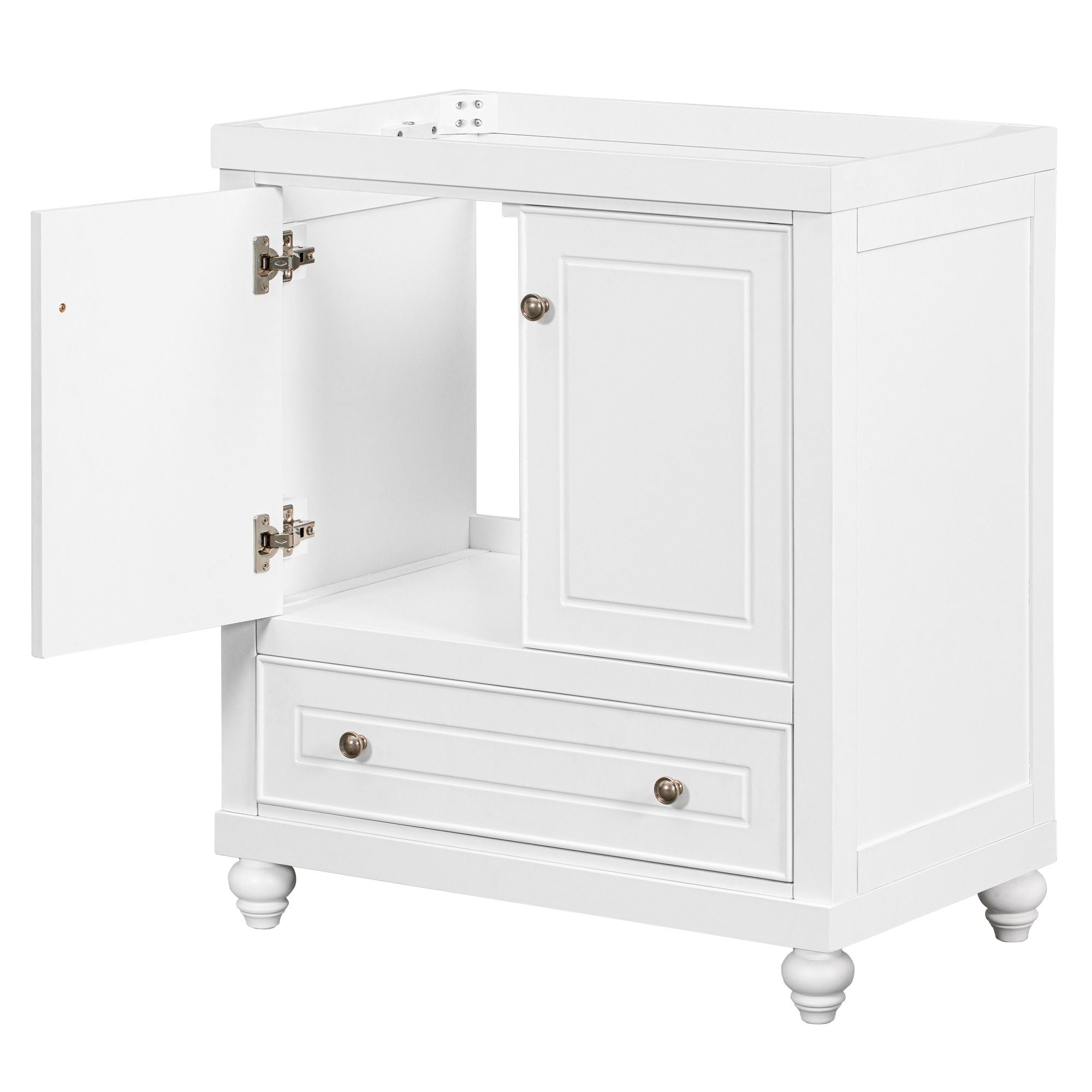 Bathroom Vanity Without Sink, Base Only, Cabinet With Doors And Drawer, Solid Frame And MDF Board - White