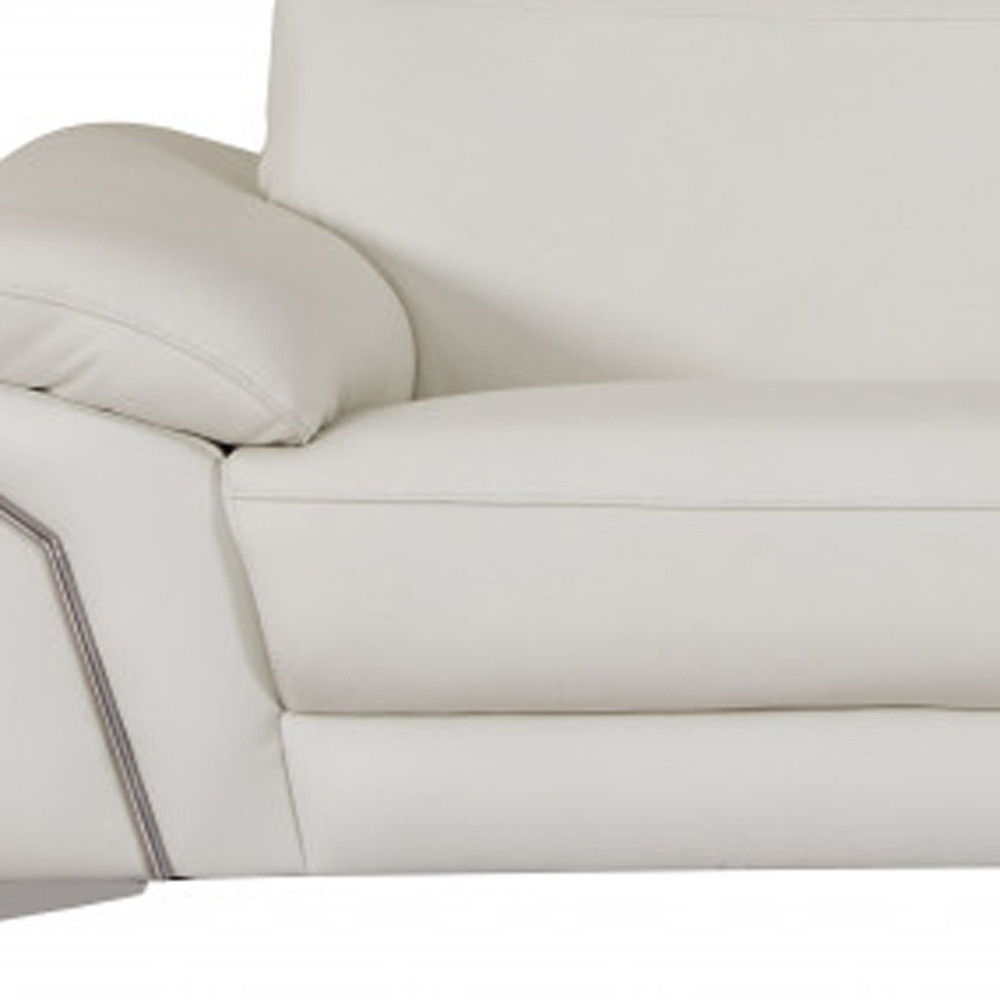 Silver Legs Italian Leather Sofa - White