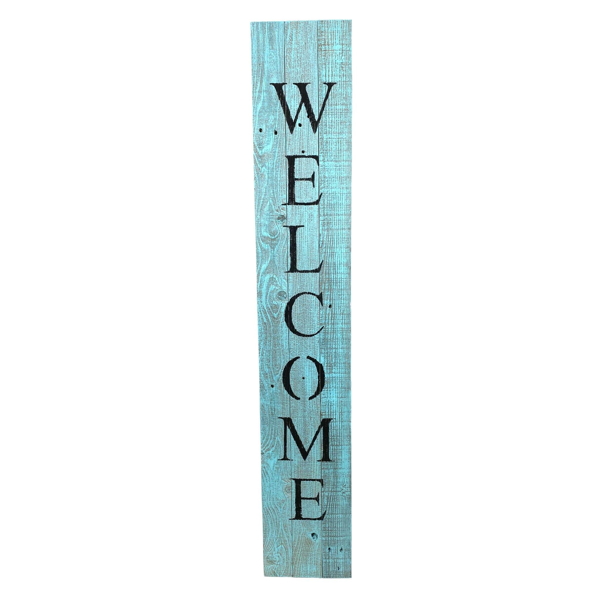 Rustic Front Porch Welcome Sign - Light Aqua Blue