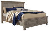 Lettner - King Panel Storage Bed - Light Gray