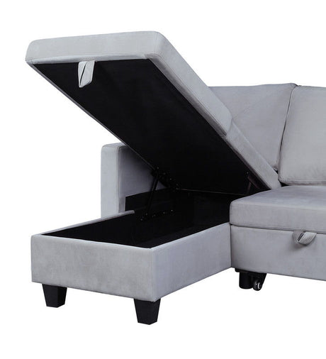 Nova - Velvet Reversible Sleeper Sectional Sofa With Storage Chaise by Lilola Home | Bel Furniture