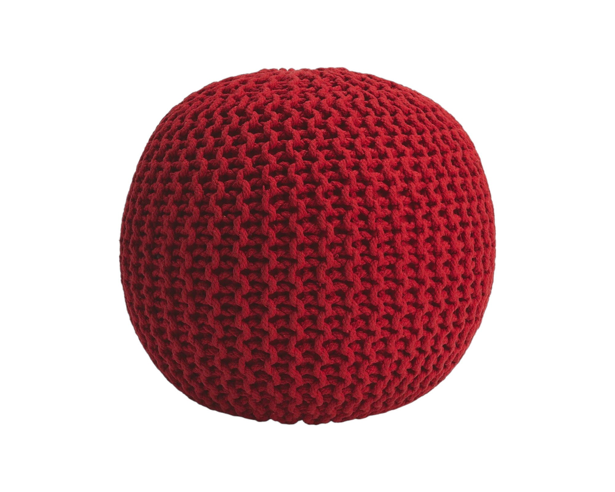 Round Pouf Ottoman - Red