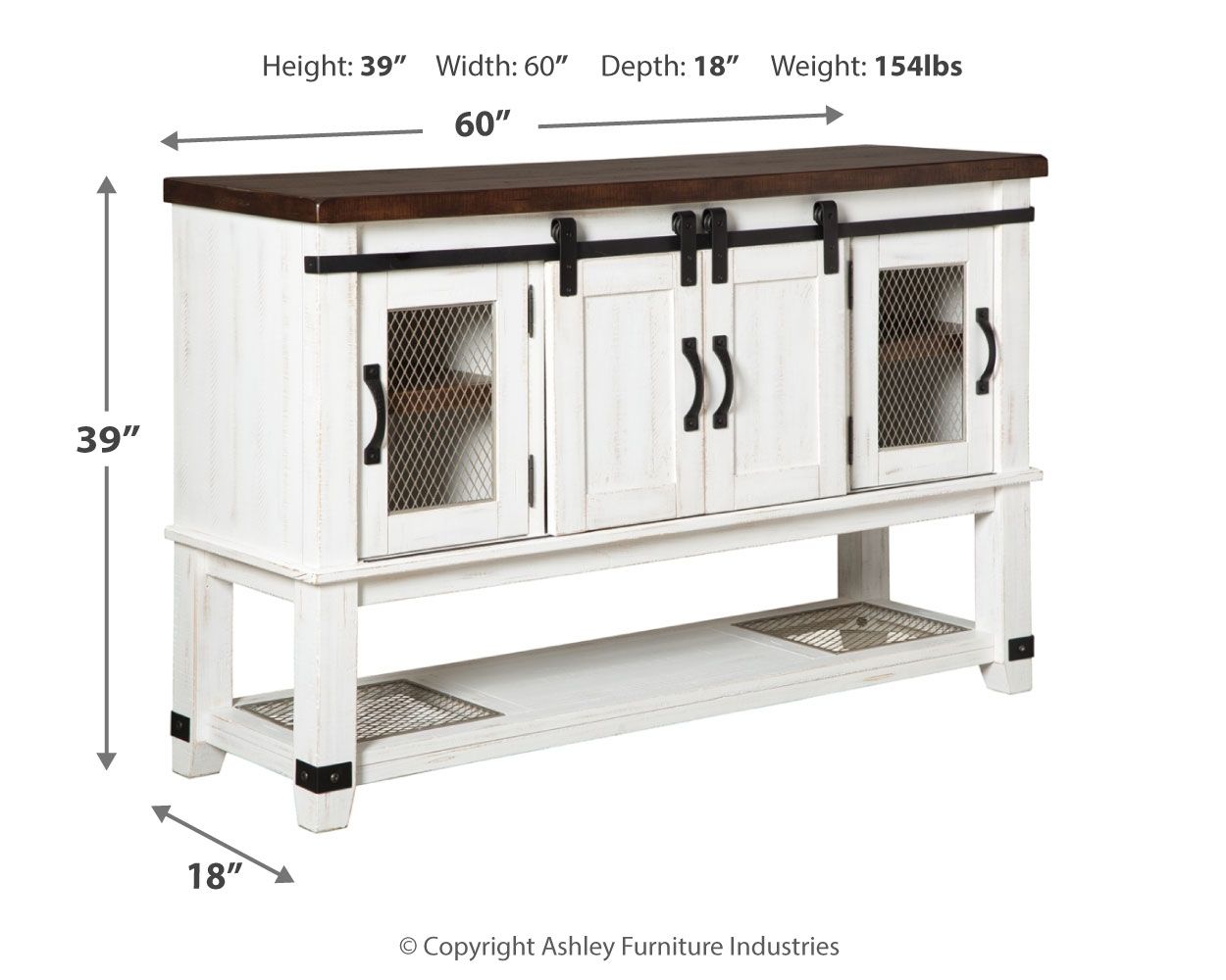 Valebeck - White / Brown - Dining Room Server