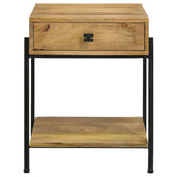 Declan - 1-Drawer Wood Accent Side Table - Natural Mango by CoasterEssence | Bel Furniture