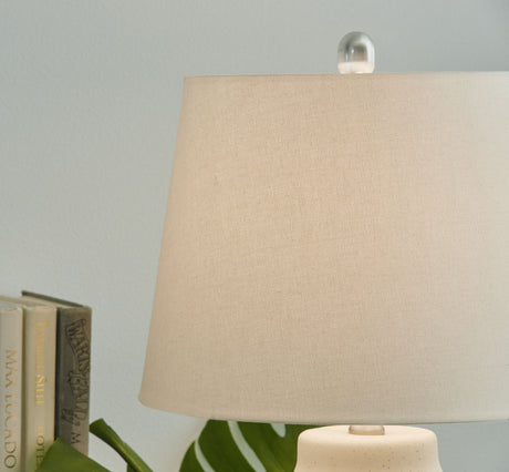 Afener - Blue / Beige - Ceramic Table Lamp (Set of 2) by Signature Design by Ashley® | Bel Furniture