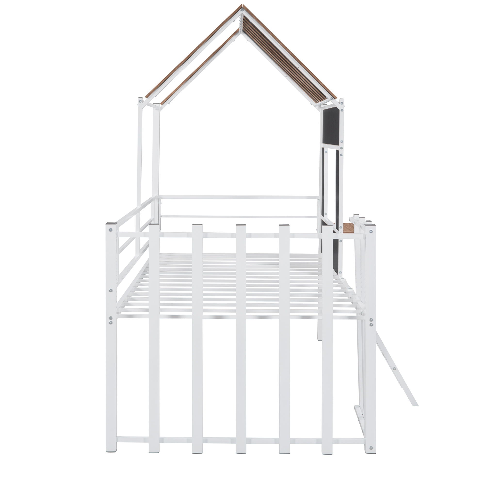 Twin Size Loft Bed With Roof, Window, Guardrail, Ladder