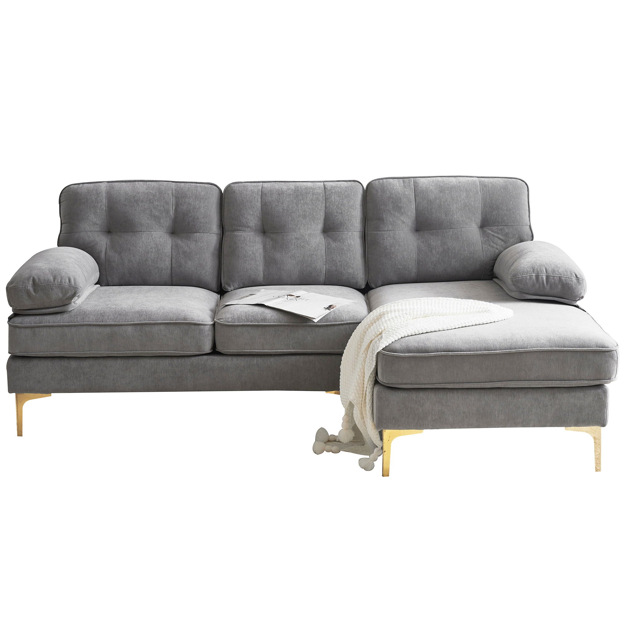 Modern Sectional Sofas Couches Velvet L Shaped Couches For Living Room, Bedroom