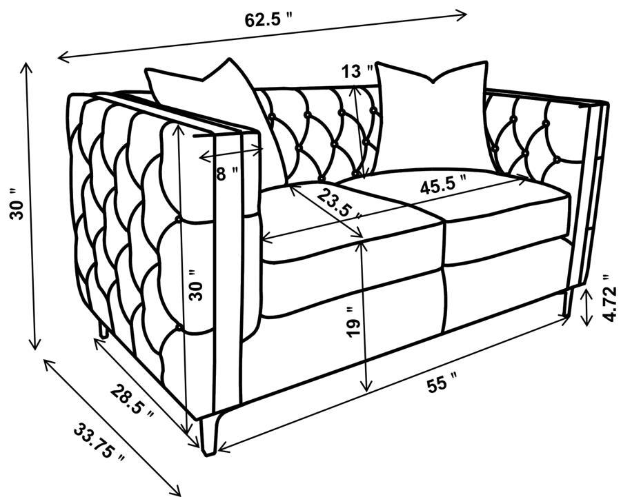 Phoebe - Upholstered Tuxedo Arm Tufted Loveseat - Urban Bronze