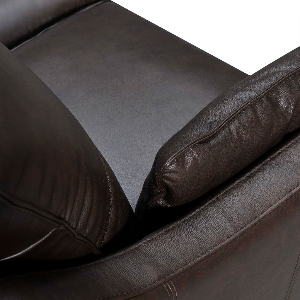 Leather Sofa And Toss Pillows With Brown Legs - Dark Brown