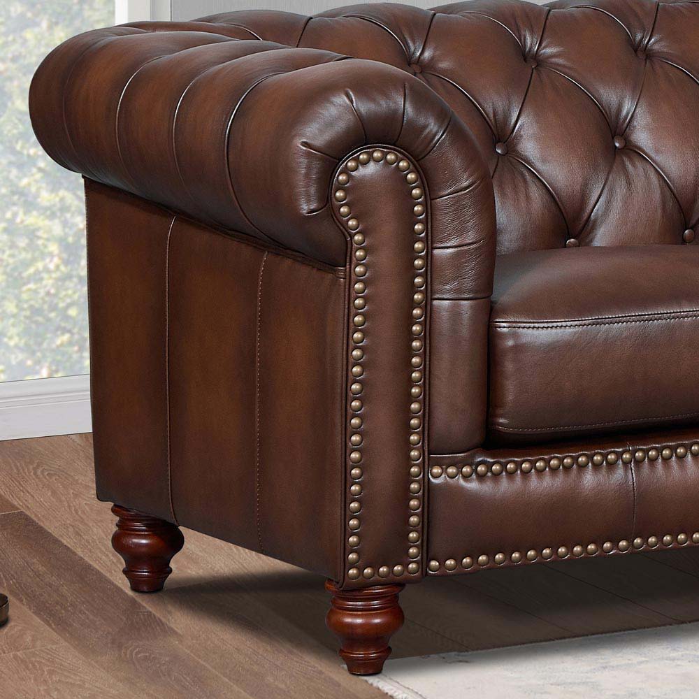 Alton Bay-Top Grain Leather Sofa Couch - Brown by Hydeline Furniture | Bel Furniture
