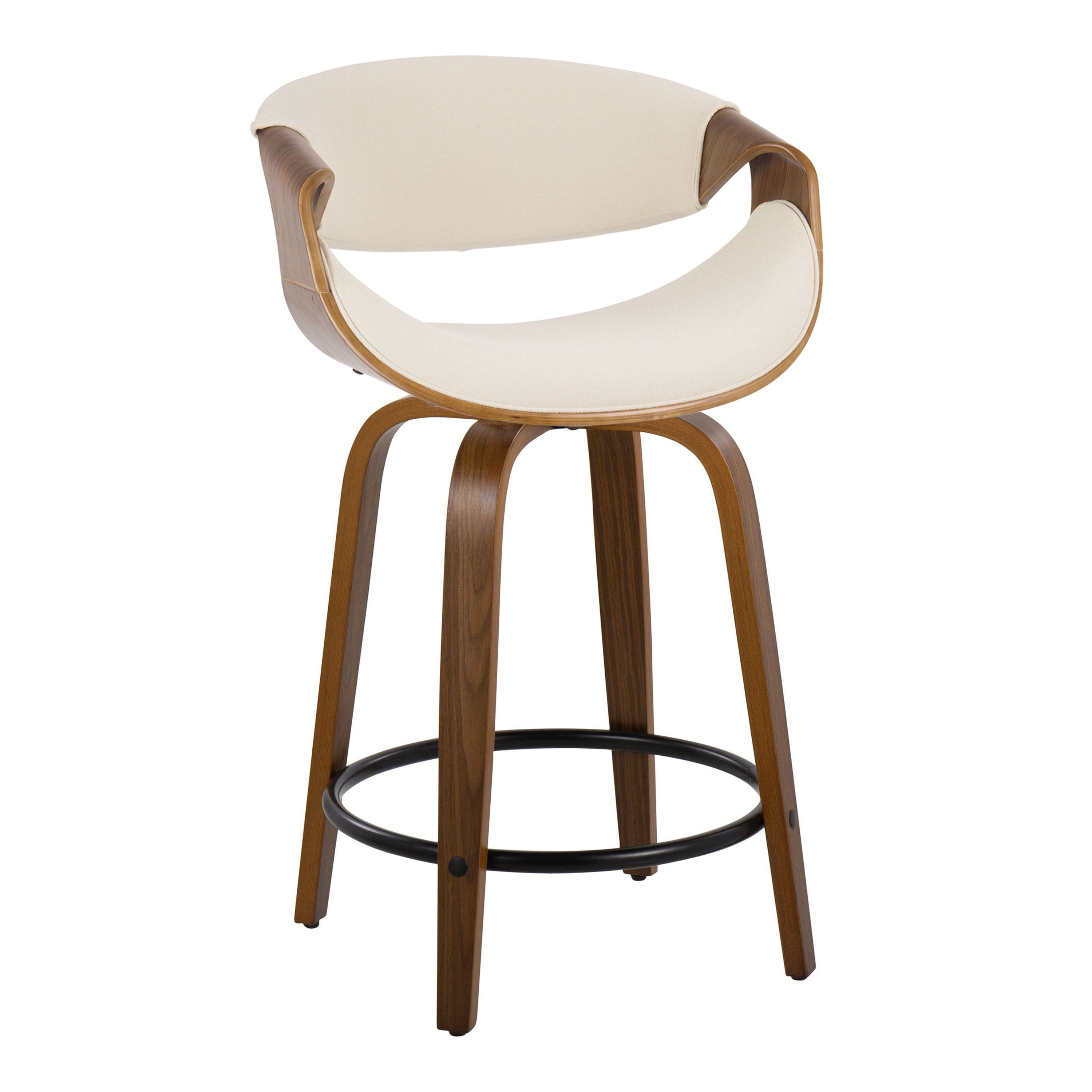 Curvini Mid - Century Modern Fixed Height Counter Stool With Swivel (Set of 2)