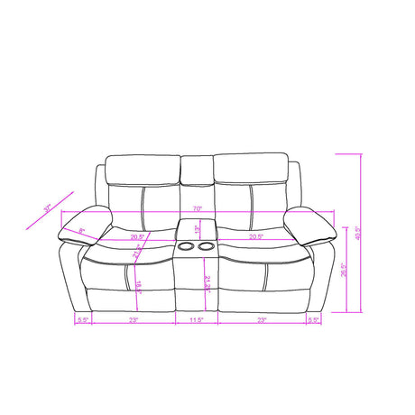 Blanche - Console Reclining Loveseat With LED Lights And Speakers - view 21