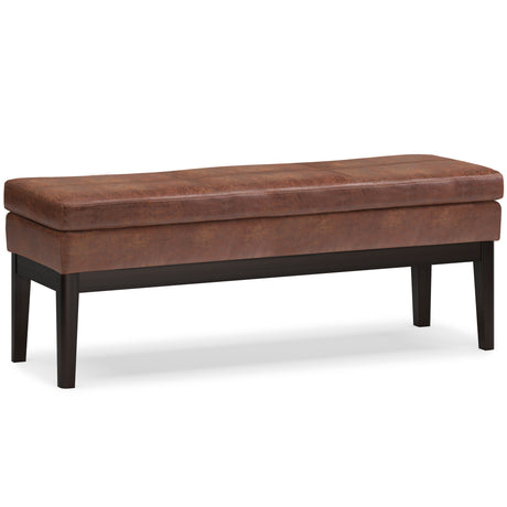 Carlson - Ottoman Bench, Mid Century Design Light Brown 44.7"W x 15.4"D x 17.4"H by Simpli-Home | Bel Furniture