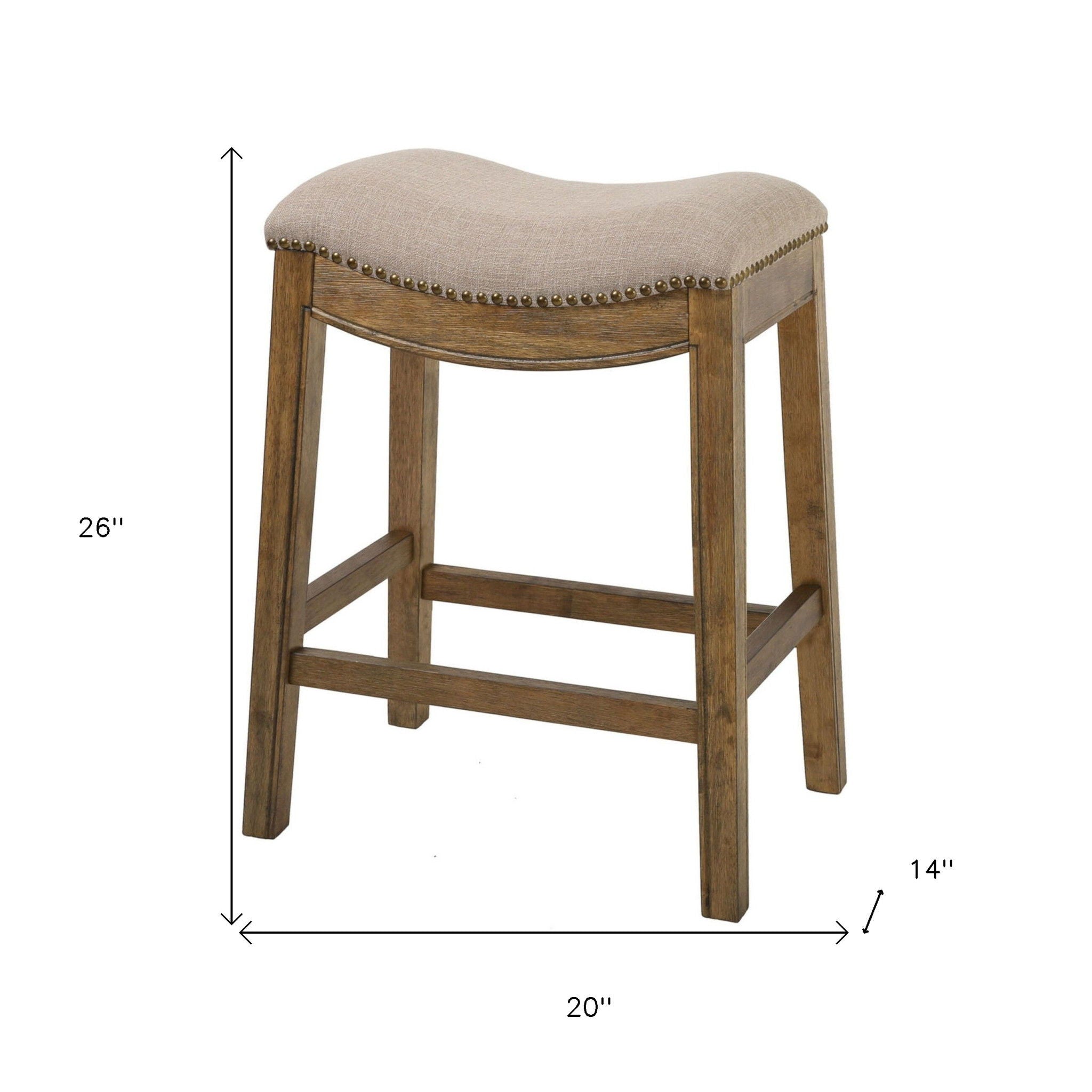 Wood Backless Counter Height Bar Chair - Cream / Brown