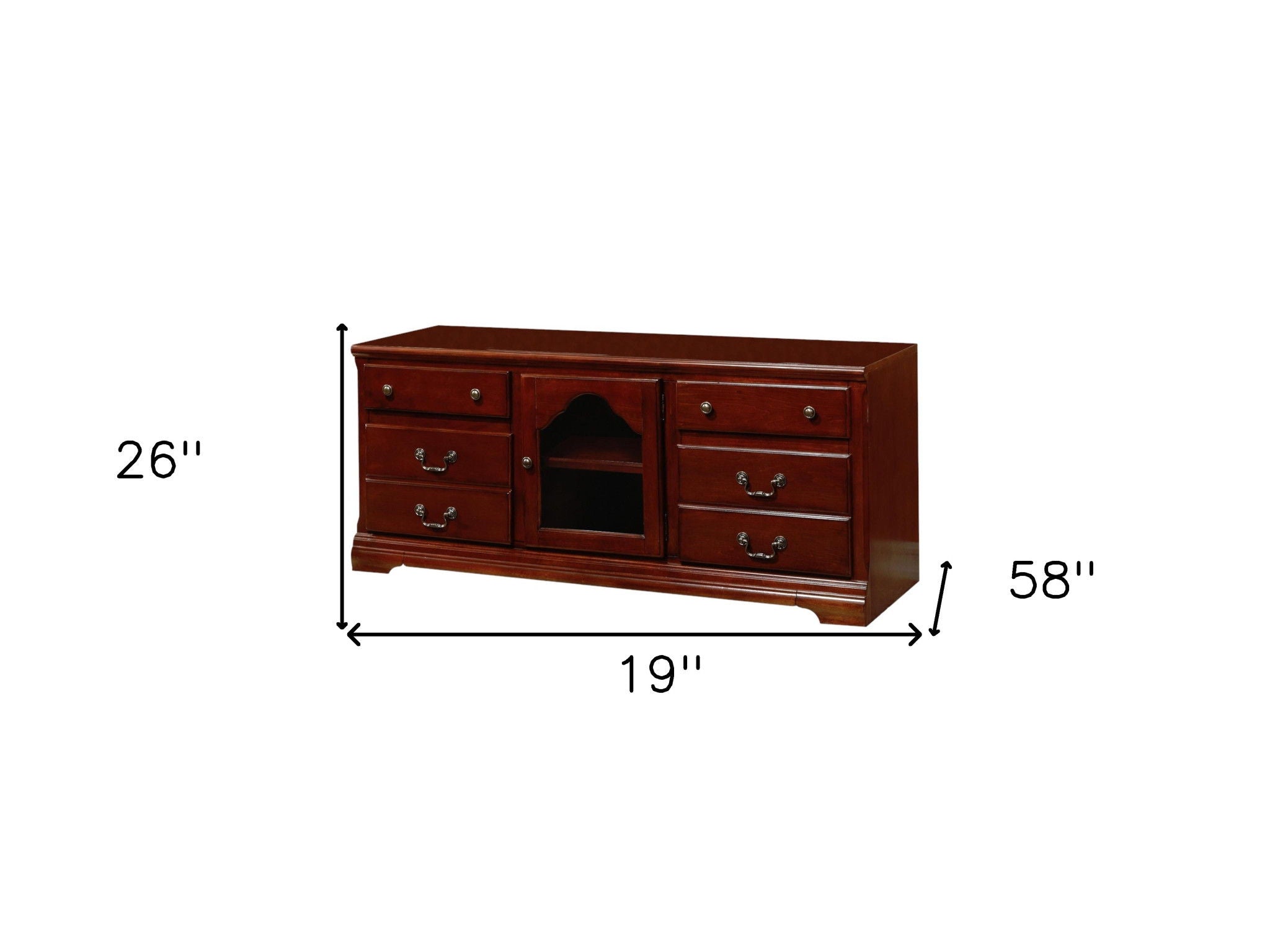 Wood Glass TV Stand - Cherry