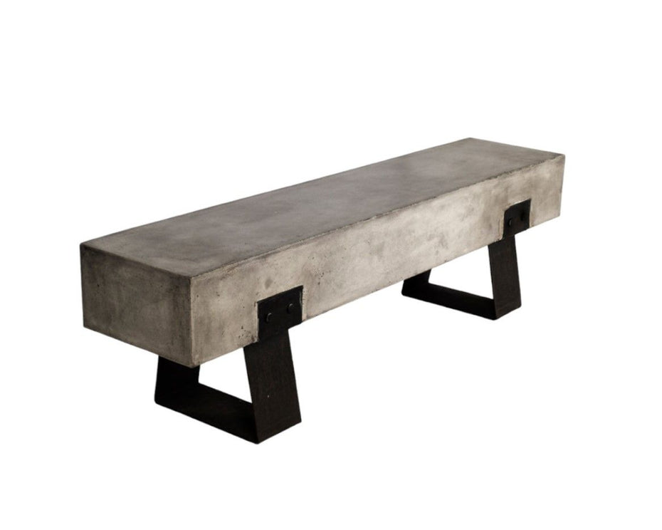 Metal And Concrete Indoor Outdoor Bench - Gray / Black