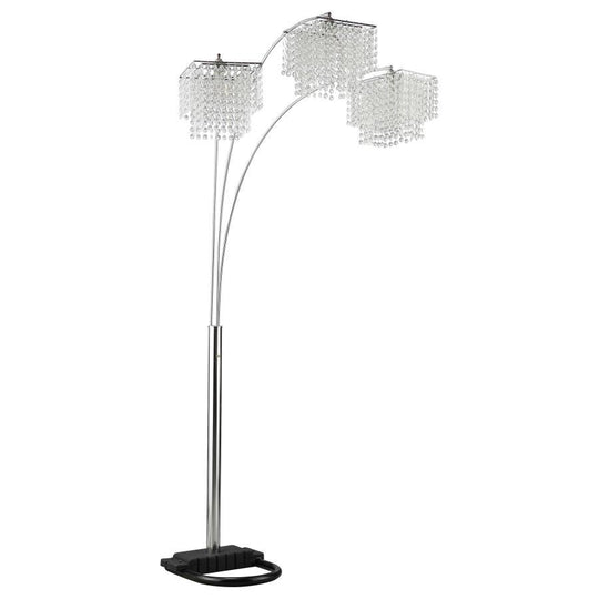 Miriam - Hanging Crystal Arc Floor Lamp - Chrome by CoasterEssence | Bel Furniture