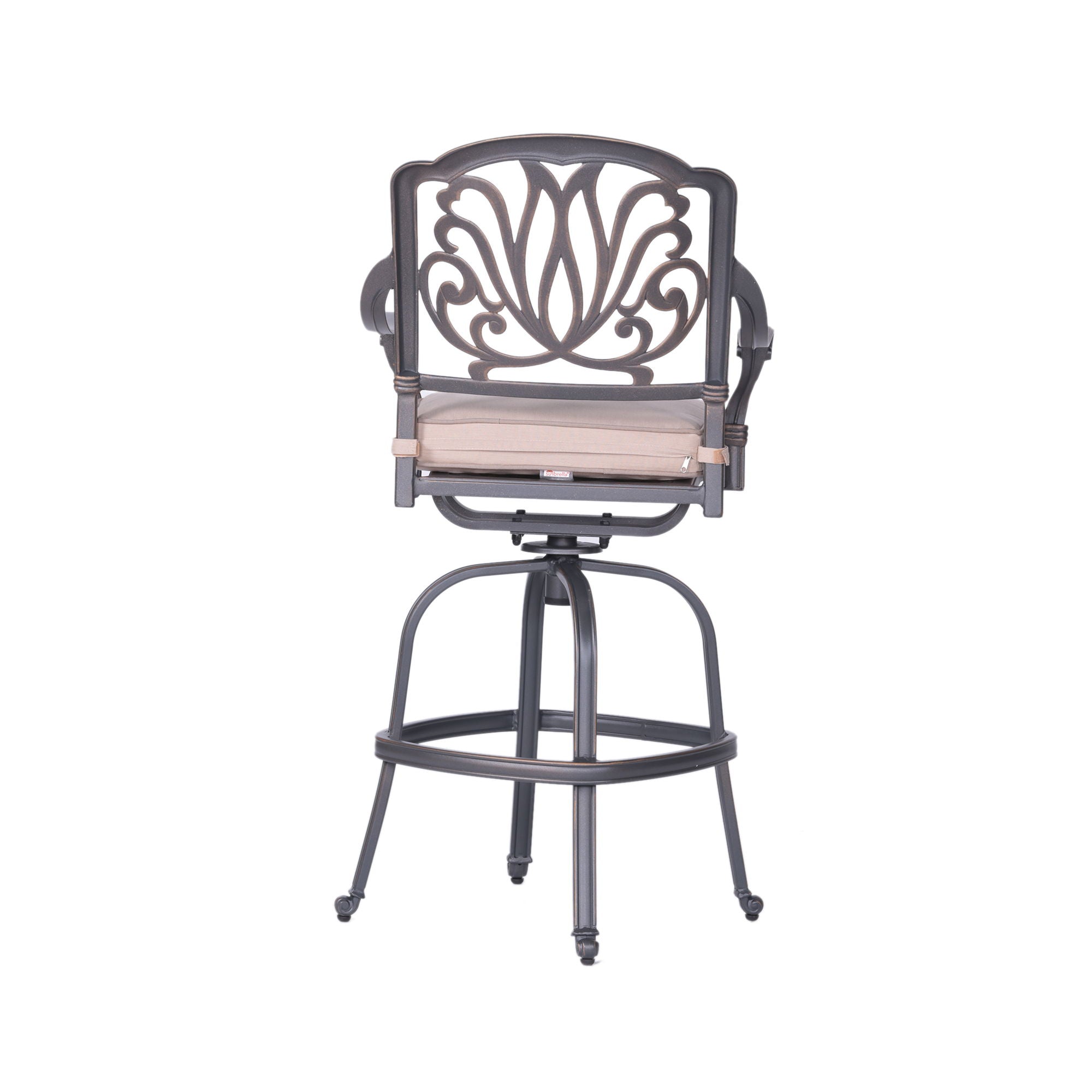 Patio Outdoor Aluminum Swivel Bar Stool With Cushion (Set of 2)