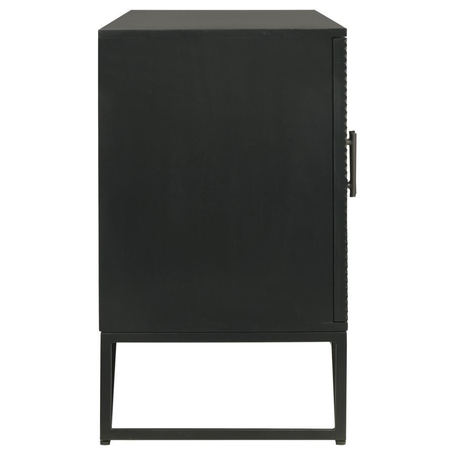 Riddell - 4 Door Wood Reeding Accent Cabinet - Matte Black