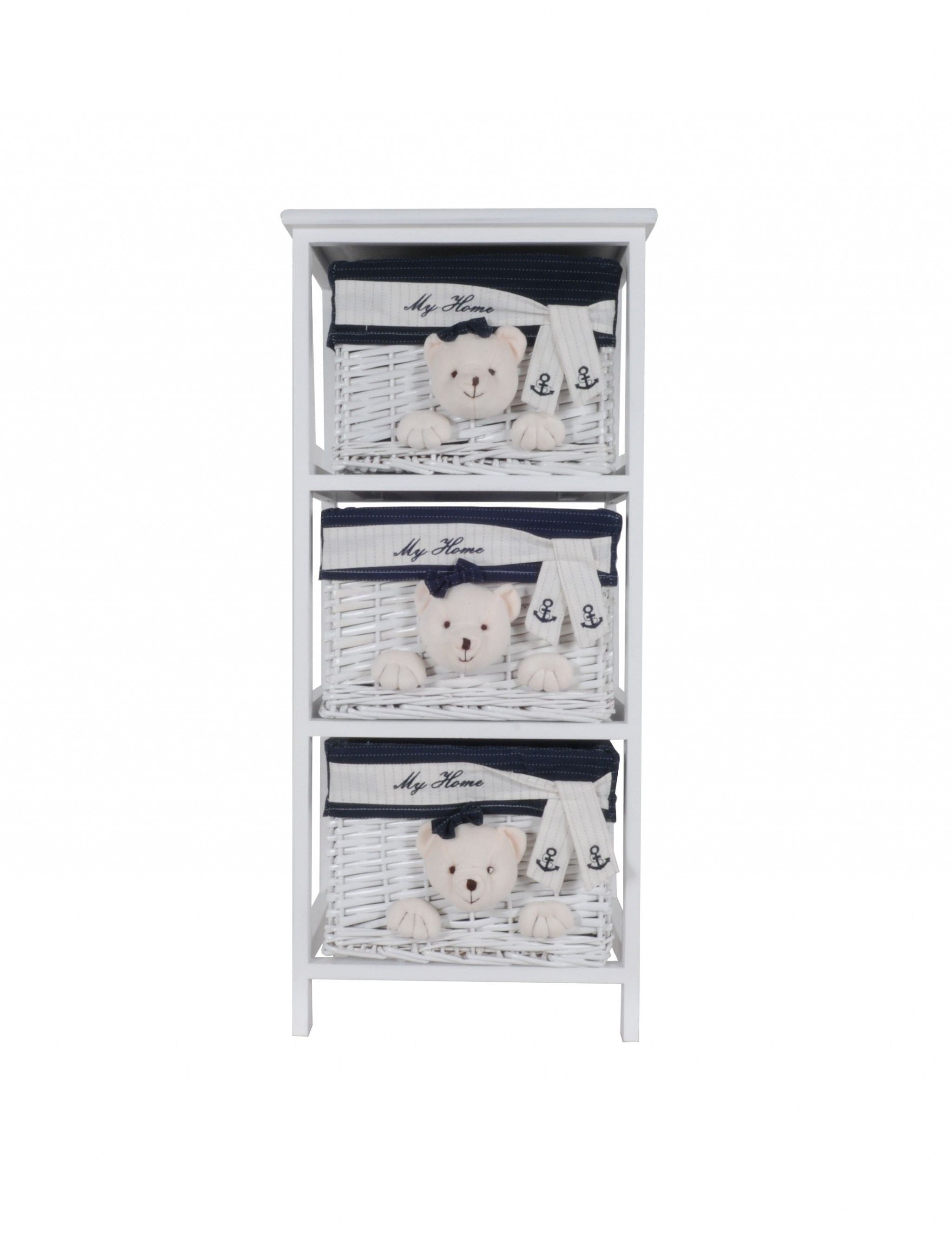 Portable 3 Drawers - White Blue