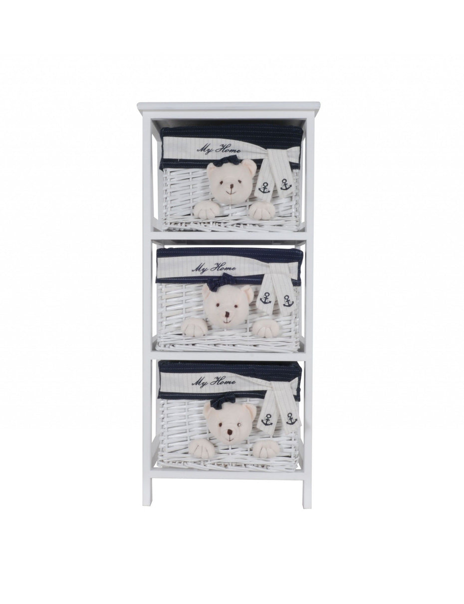 Portable 3 Drawers - White Blue