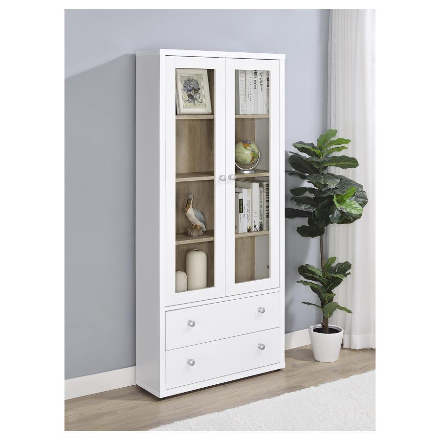 Hawthorne - 4-Shelf Glass Door Tall Cabinet With Drawers by Coaster Fine Furniture | Bel Furniture