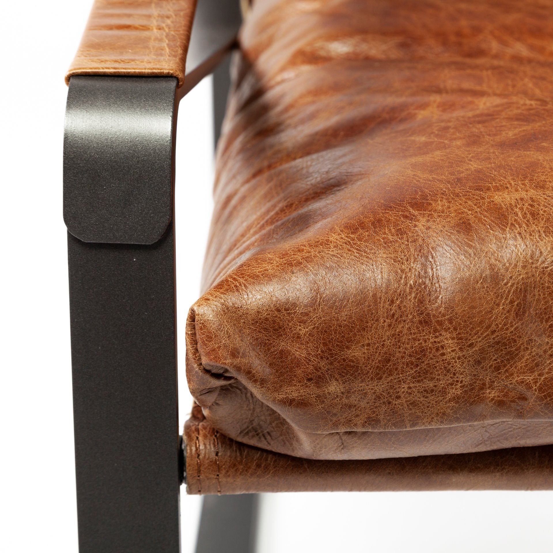 Leather Distressed Lounge Chair - Brown / Black