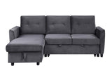 Hudson - Velvet Reversible Sleeper Sectional Sofa With Storage Chaise - Dark Gray by Lilola Home | Bel Furniture