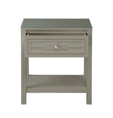 Dylan - Wooden End Side Table Nightstand With Glass Top And Drawer by Lilola Home | Bel Furniture