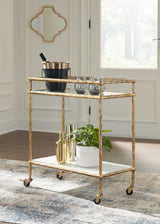 Plattfield - Antique Gold Finish - Bar Cart by Signature Design by Ashley® | Bel Furniture