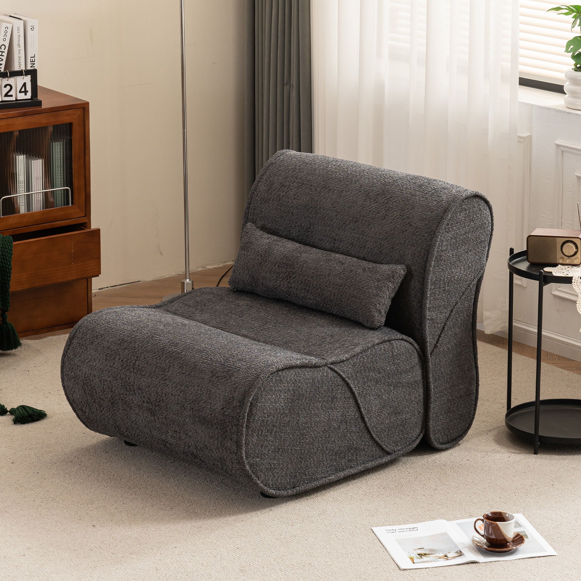 Soft Pellet Velvet Recliner, Comfortable Lounge Chair With Waist Pack Padding, Modern Design, Ideal For Living Room