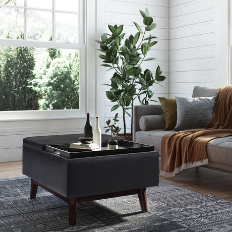 Owen - Tray Top Small Coffee Table Upholstered Storage Ottoman - view 20