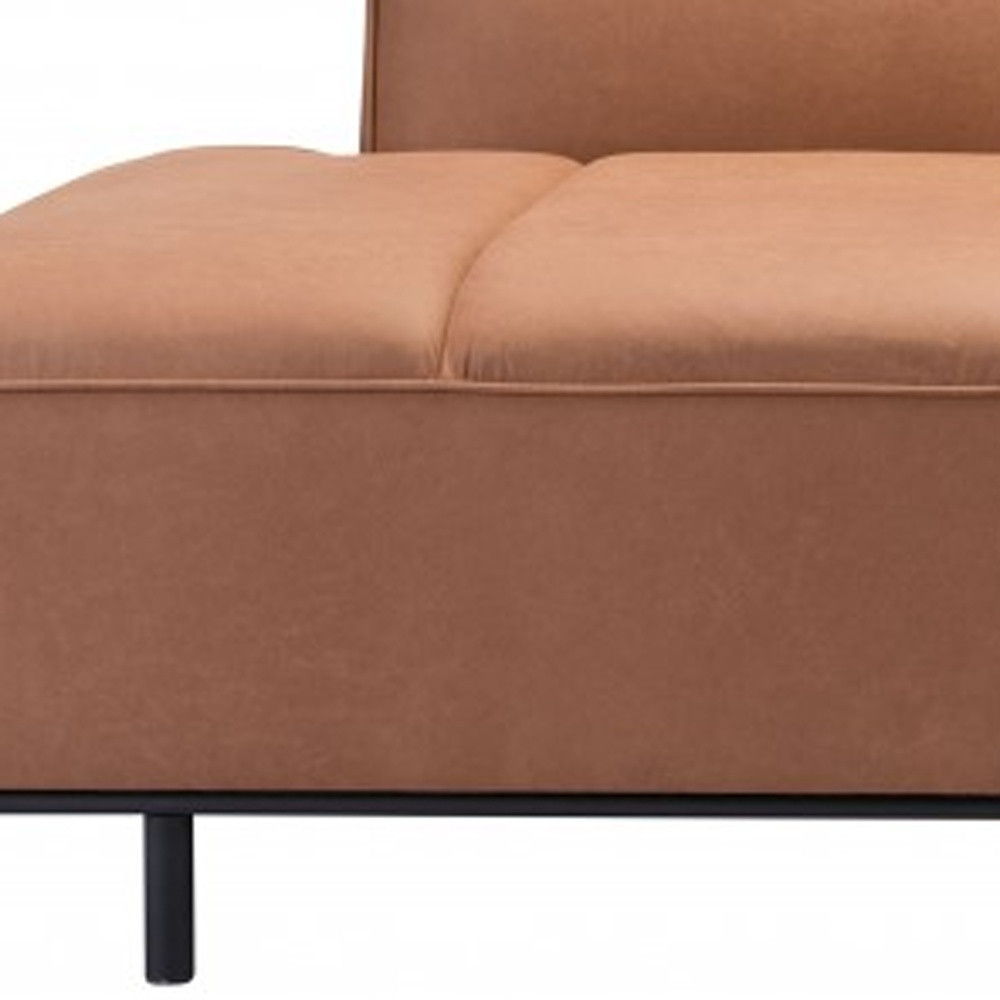 Sofa Faux Leather With Black Legs - Brown