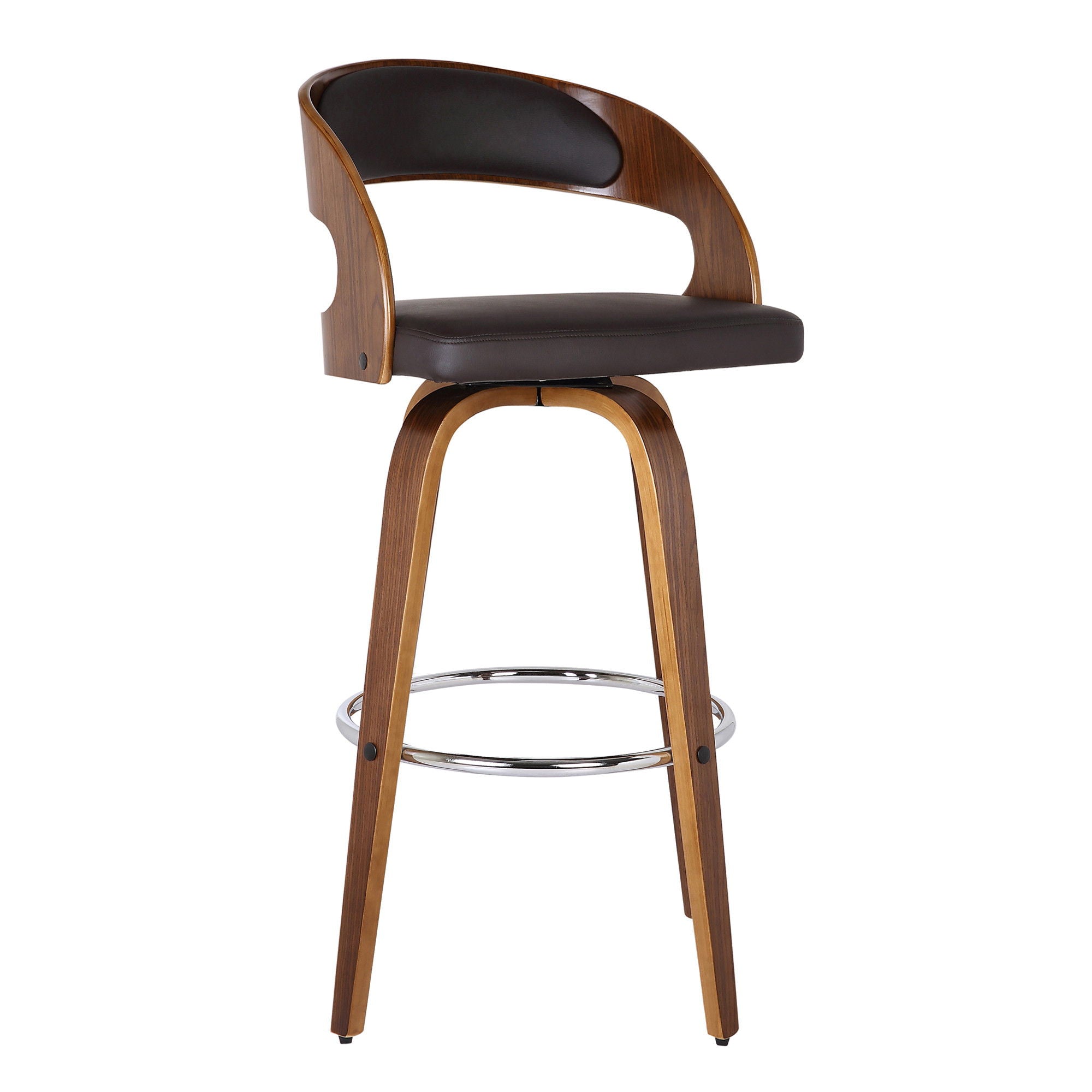 Solid Wood Swivel Low Back Bar Height Bar Chair - Brown