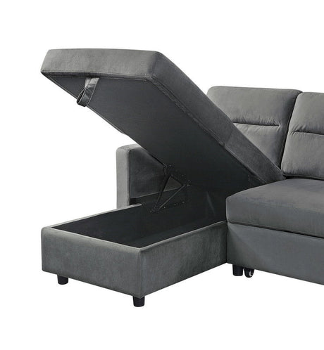 Ivy - Velvet Reversible Sleeper Sectional Sofa With Storage Chaise And Side Pocket by Lilola Home | Bel Furniture