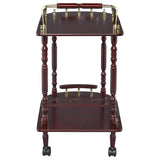Palmer - 2-Tier Rectangular Wood Bar Cart - Merlot by CoasterEveryday | Bel Furniture