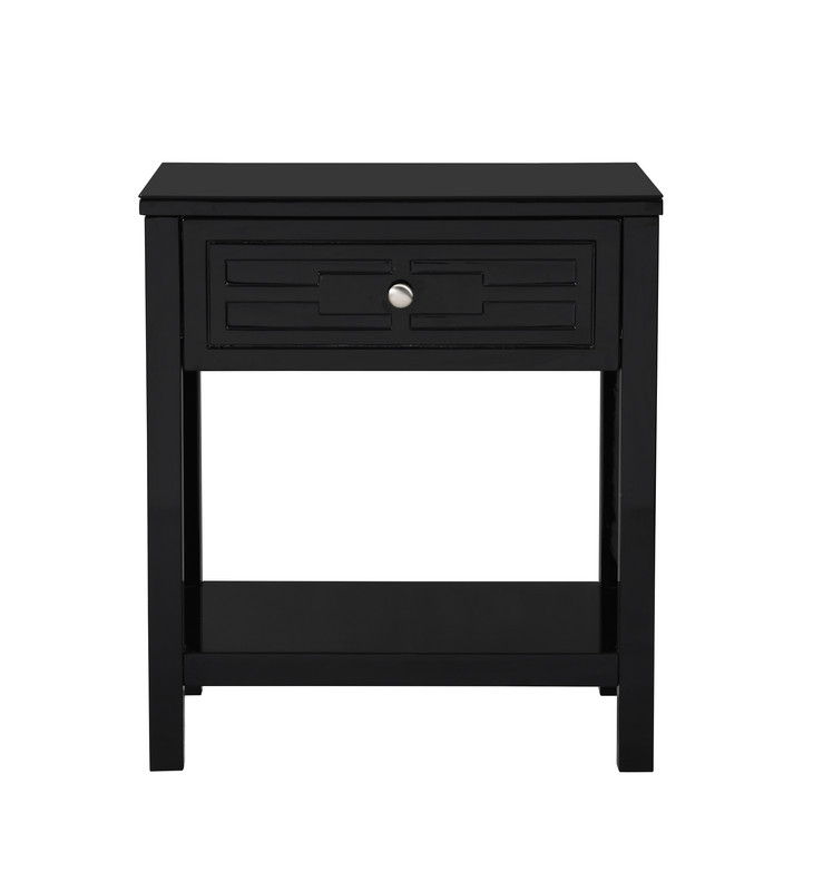 Dylan - Wooden End Side Table Nightstand With Glass Top And Drawer by Lilola Home | Bel Furniture