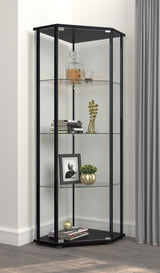 Zenobia - 4-Shelf Curio Cabinet Display Case - Black by CoasterEssence | Bel Furniture
