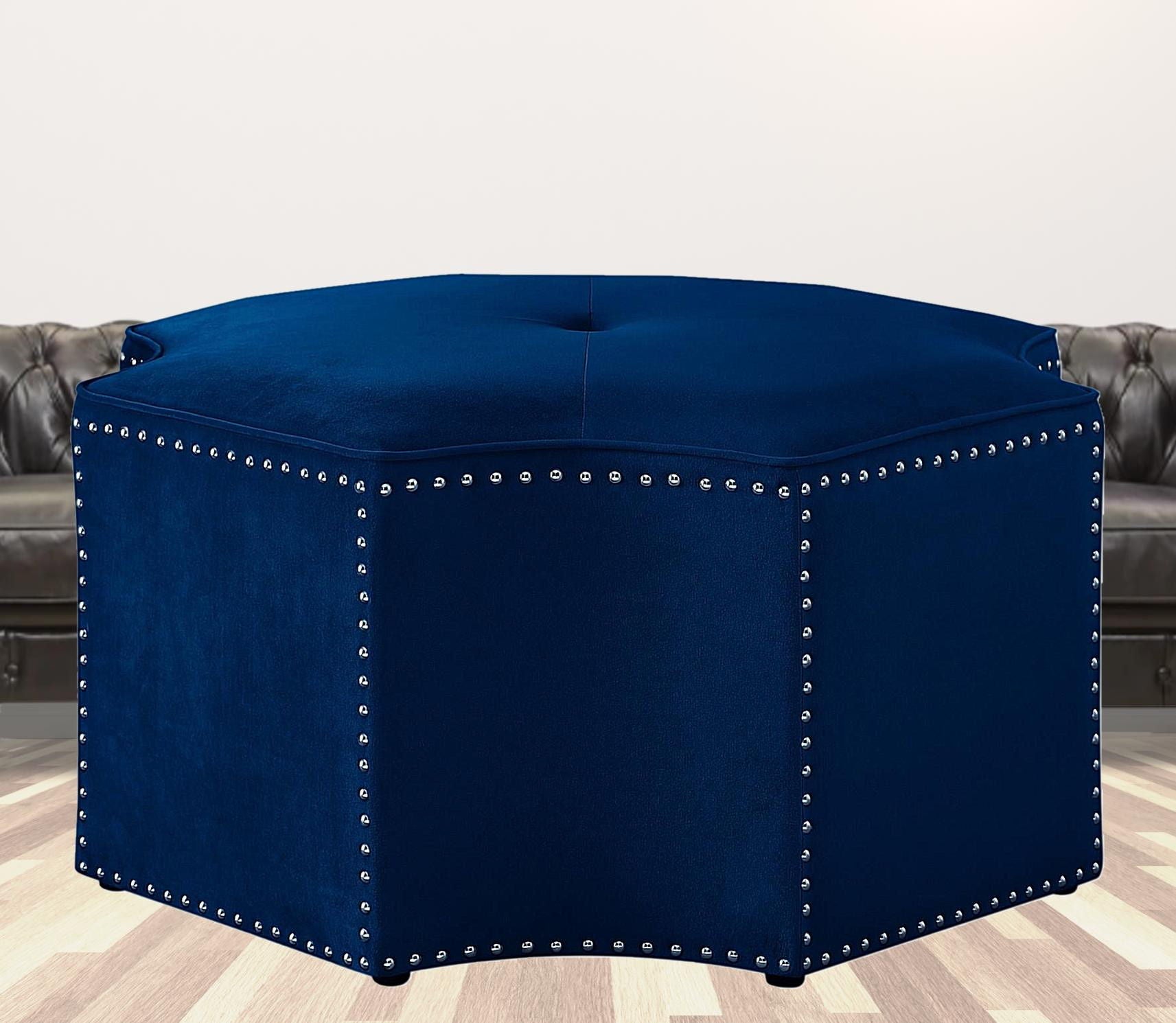 Velvet Specialty Cocktail Ottoman - Navy Blue