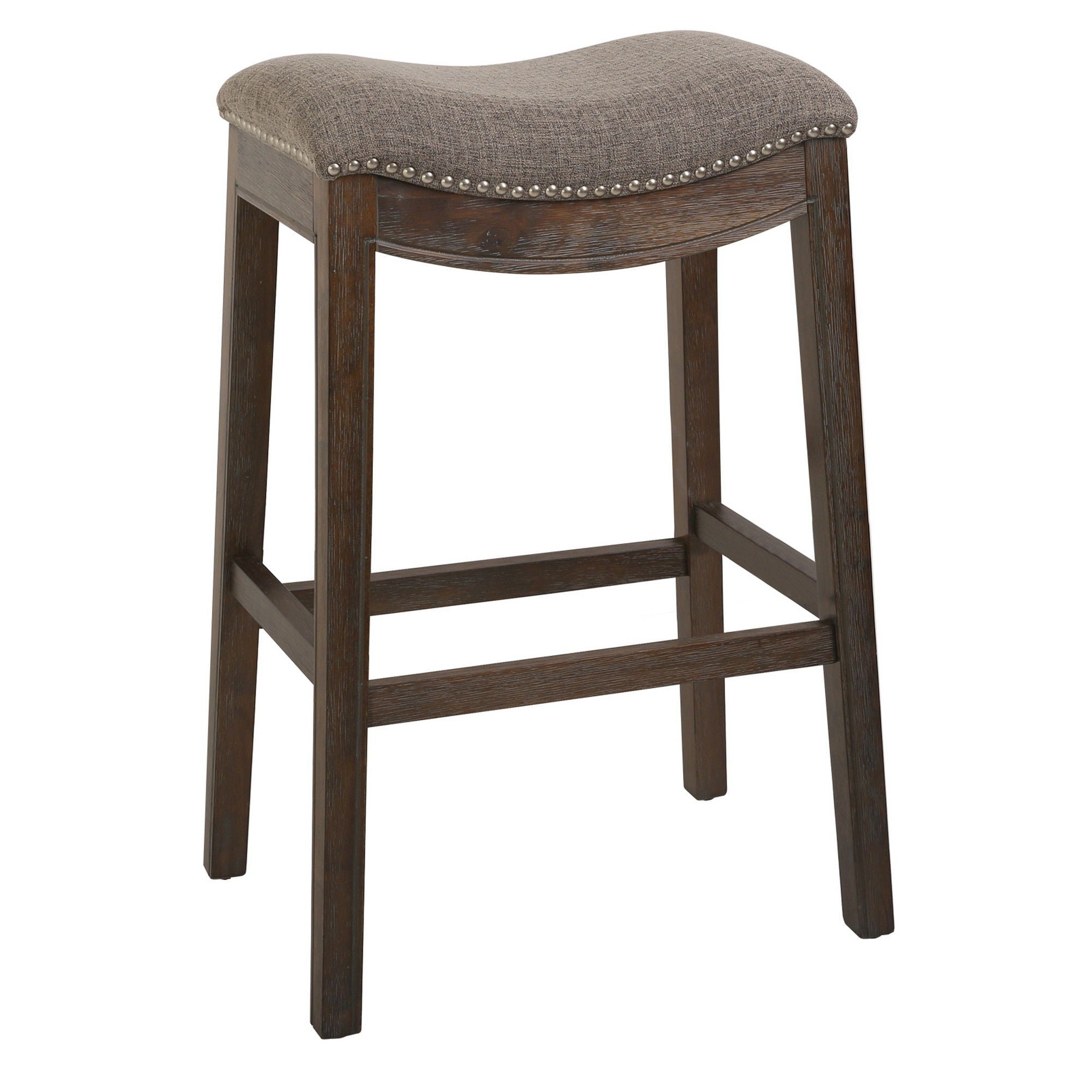 Solid Wood Backless Bar Height Bar Chair - Taupe / Brown