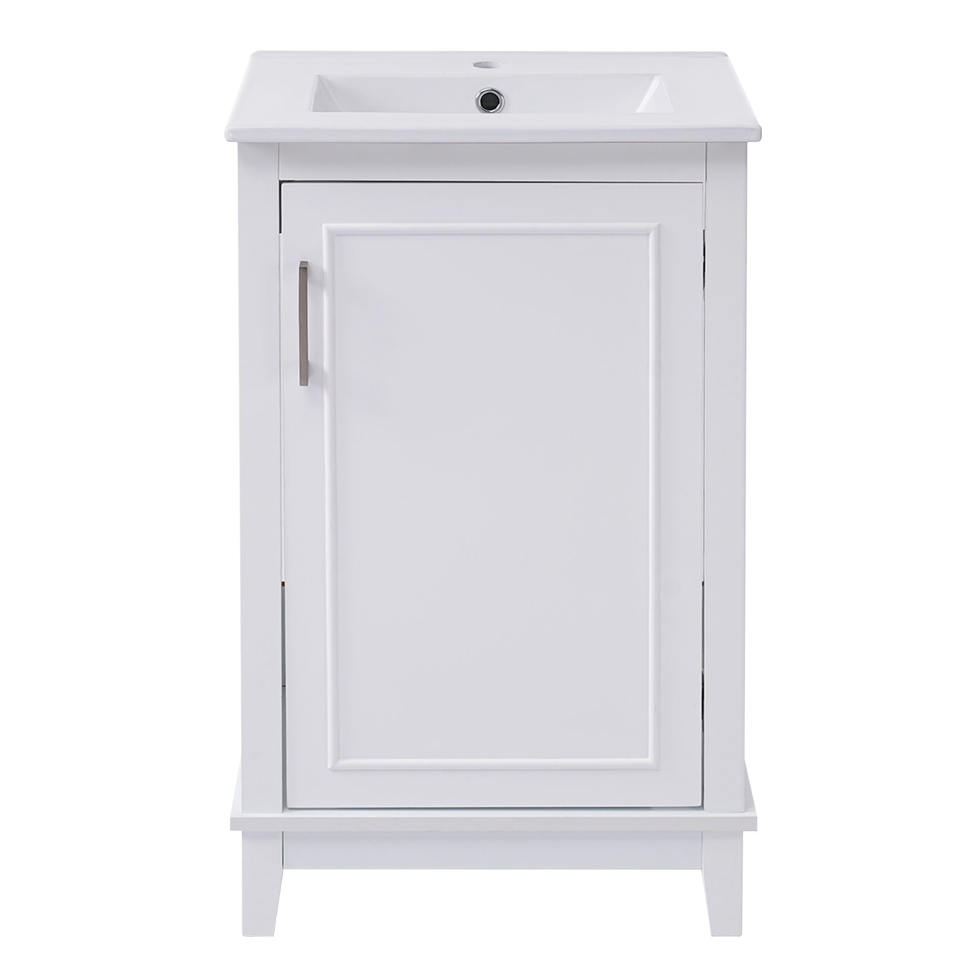 Modern Small Bathroom Vanity Cabinet With Ceramic Basin, Ample Storage, 1 Soft Close Door