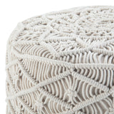Coates - Round Macrame Pouf - Natural by Simpli-Home | Bel Furniture