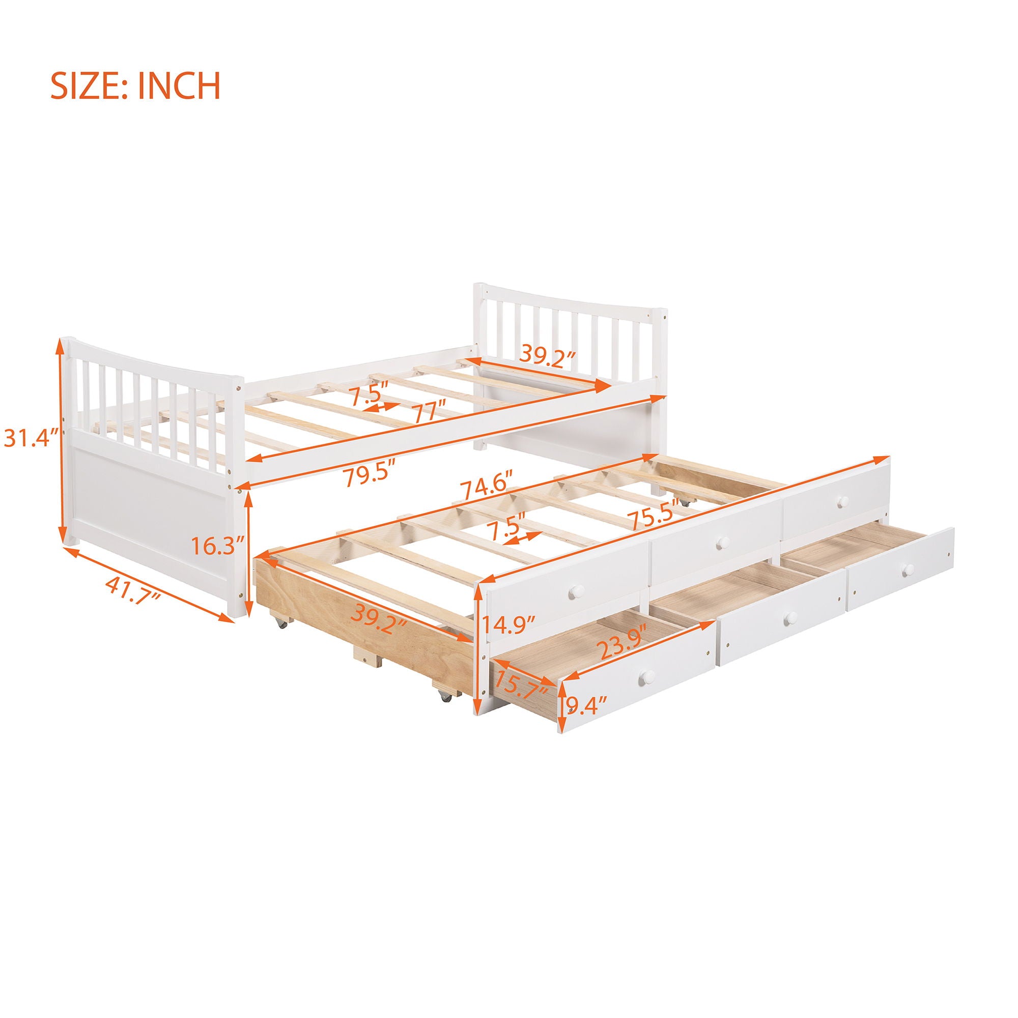 Twin Size Daybed With Trundle And Drawers