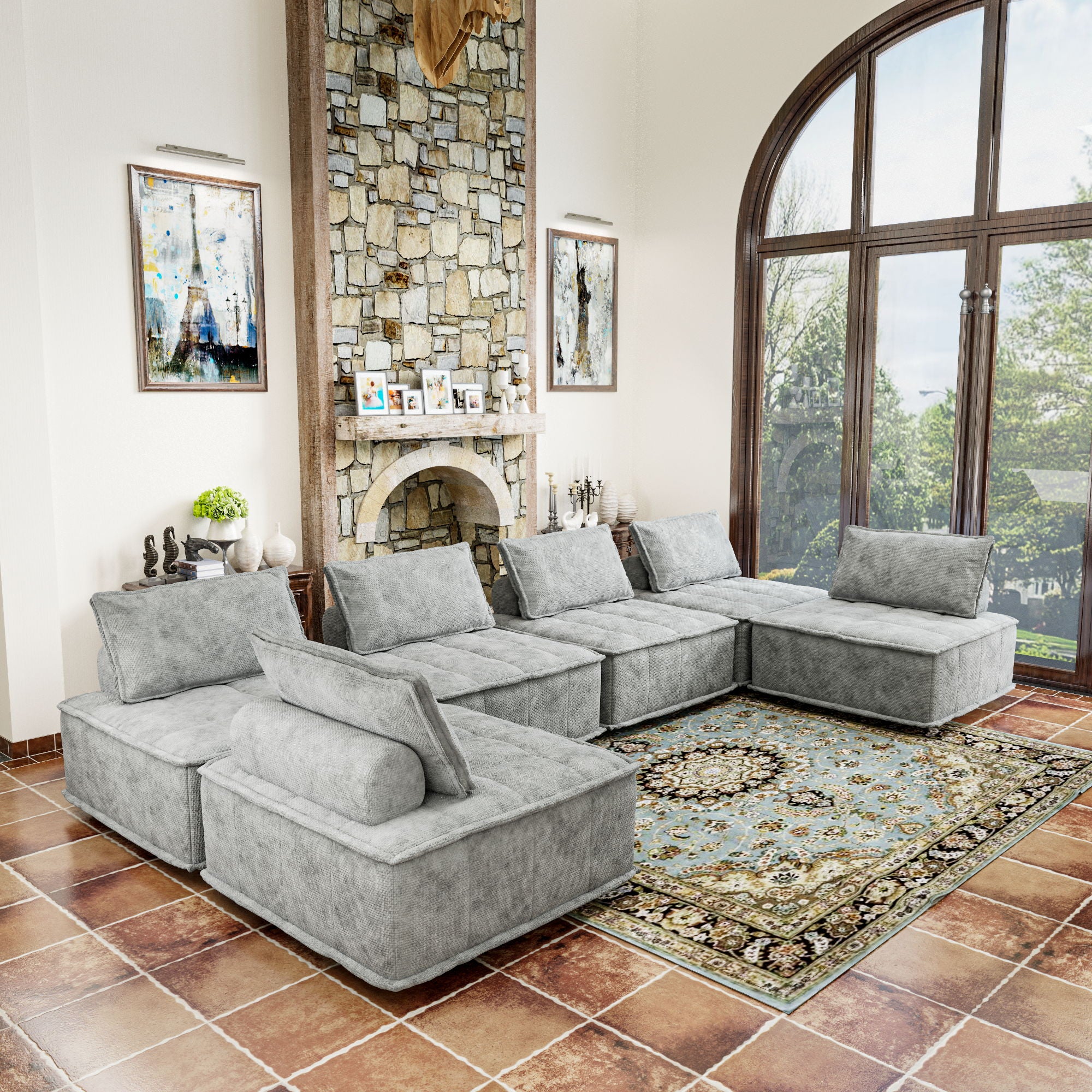 Luxury L-Shaped Modular Sofa With Hidden Legs, Adjustable Cushions, And Spring Seats - Perfect For Modern Living Room