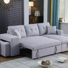 Dennis - Linen Fabric Reversible Sleeper Sectional With Storage Chaise And 2 Stools by Lilola Home | Bel Furniture