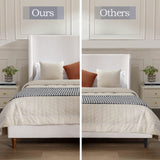 Hayden - King Size Upholstered Wingback Bed With And Tall 54" Headboard - Ivory