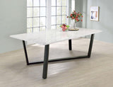 Mayer - Rectangular Faux Marble Dining Table - White by CoasterEssence | Bel Furniture