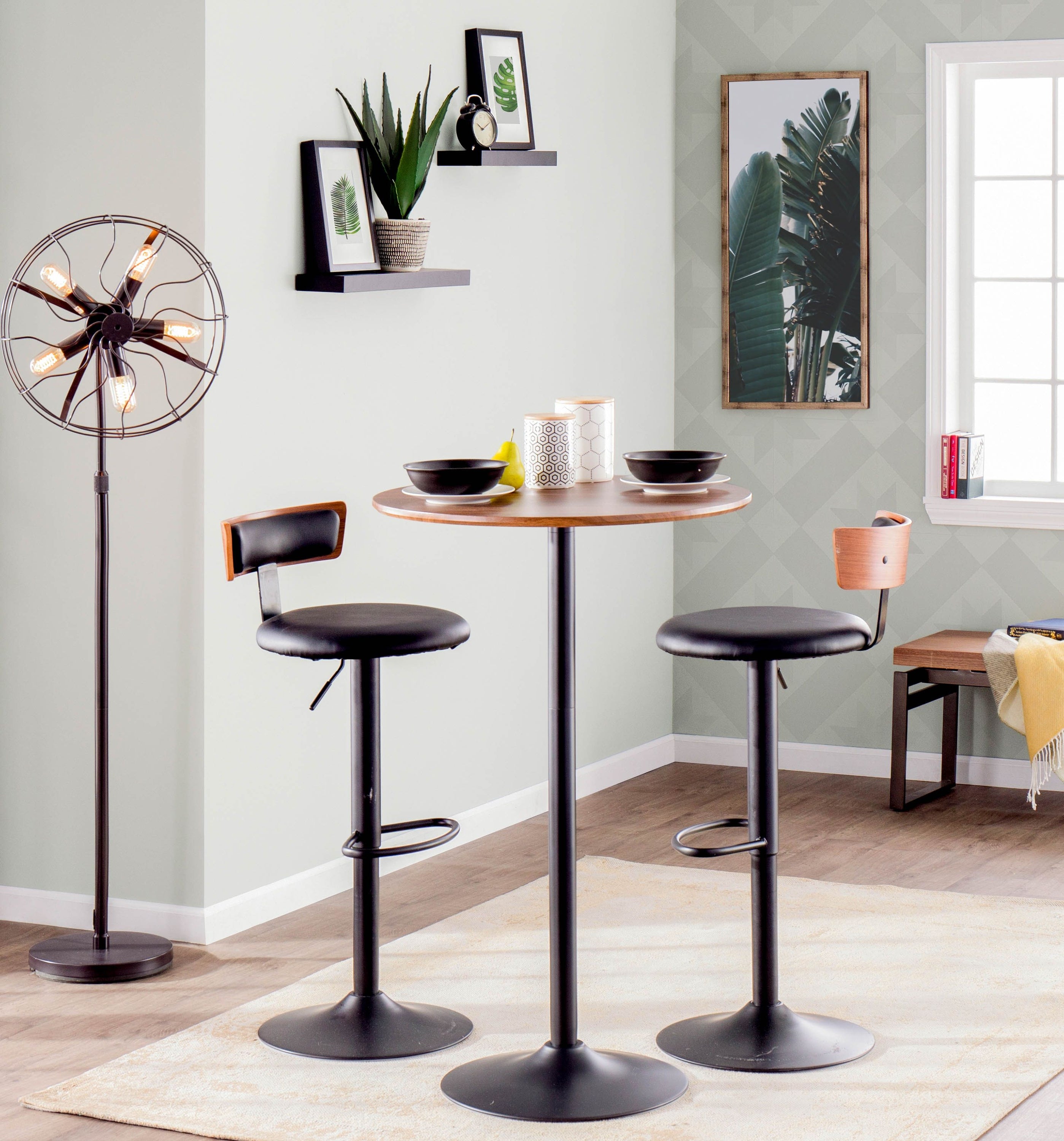 Pebble - Mid Century Modern Table Adjusts From Dining To Bar